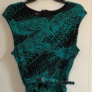 Teal and black Alfani midi dress with belt